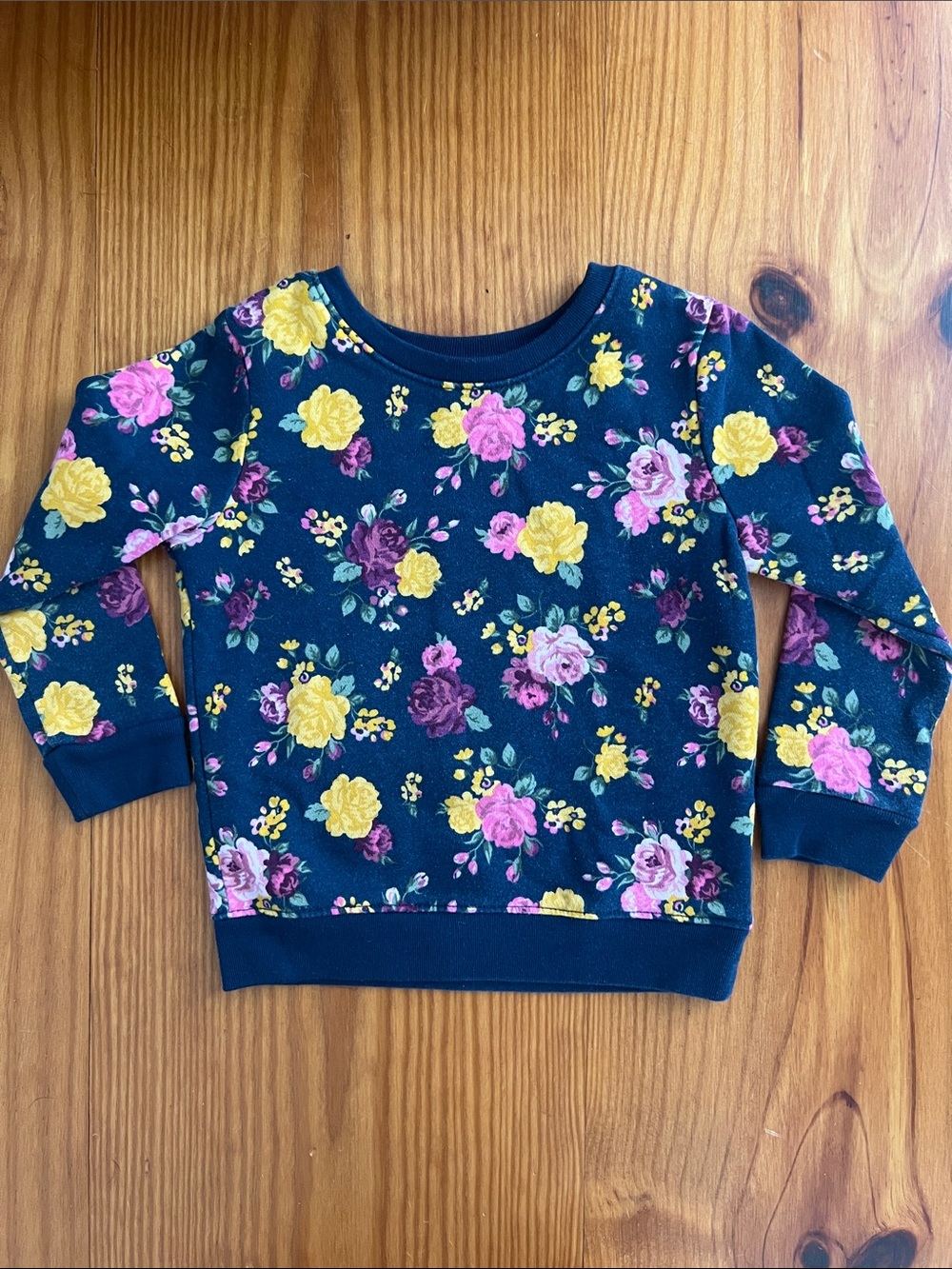 Garanimals Cute and Cozy Navy Floral Fleece Crewneck Sweatshirt Size 3T